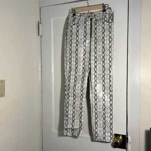 White straight leg snake pants